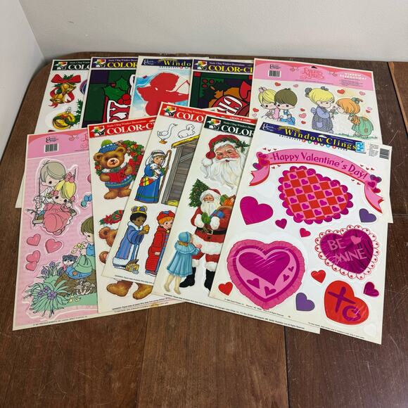 Bundle Lot 10 VINTAGE 90s Precious Moments Christmas Nativity Window Clings - Picture 1 of 12